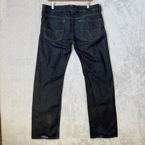 Diesel Larkee 0088Z Selvedge Jeans Men's 34x32 Dark Wash Button Fly Straight Leg